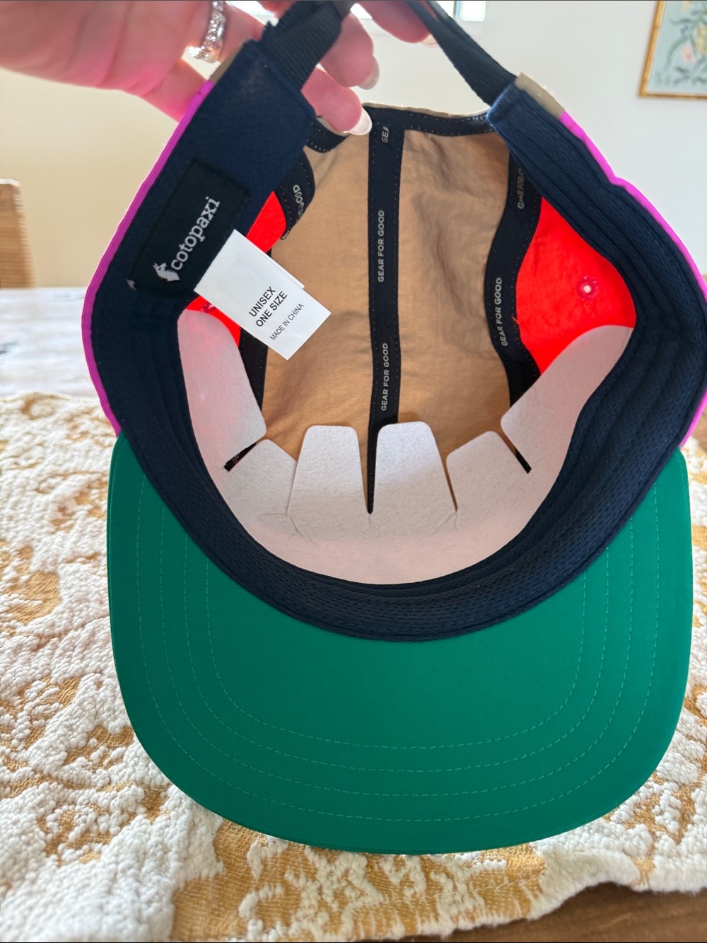 cotopaxi Colorblock Five-Panel Hat in Green, Pink, Olive, Red, Purple - Picture 3 of 4